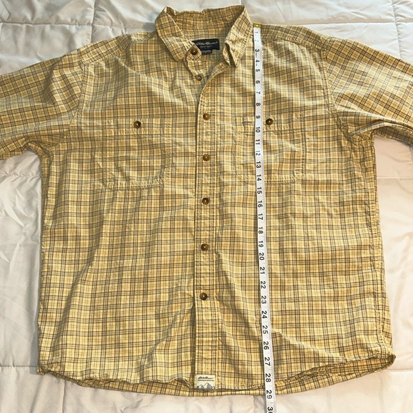 Eddie Bauer Button Up Men's Size L Yellow & Gray Long Sleeve - Picture 3 of 10